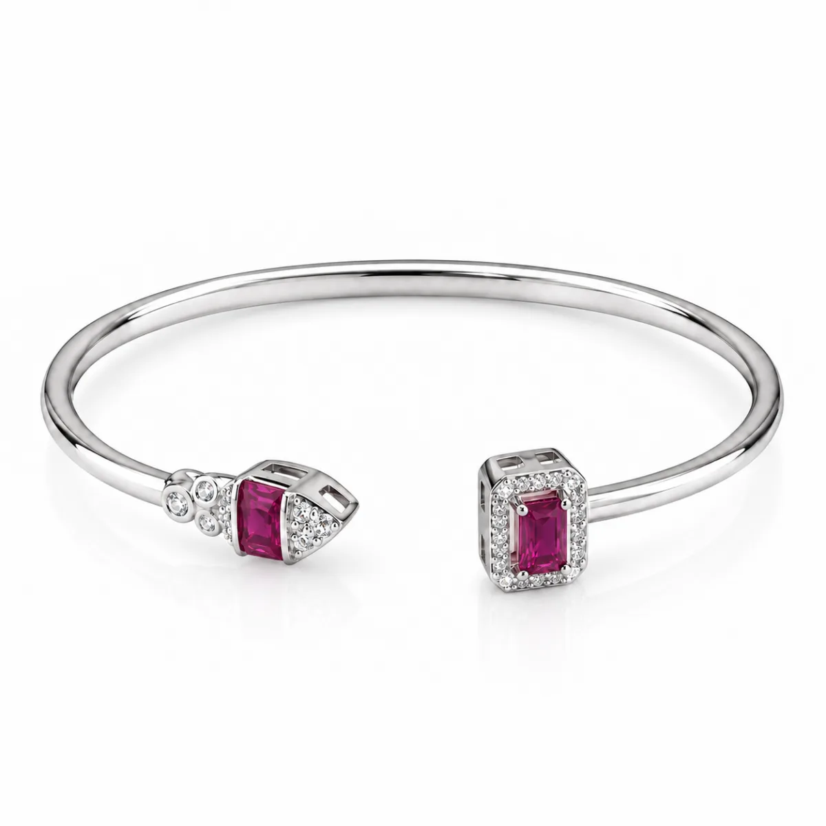 Ruby Glow Open Cuff - Silver Jewellery by Parin Jewellers