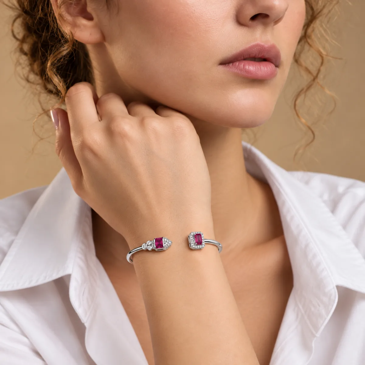 Ruby Glow Open Cuff - Image 4 - Parin Jewellers