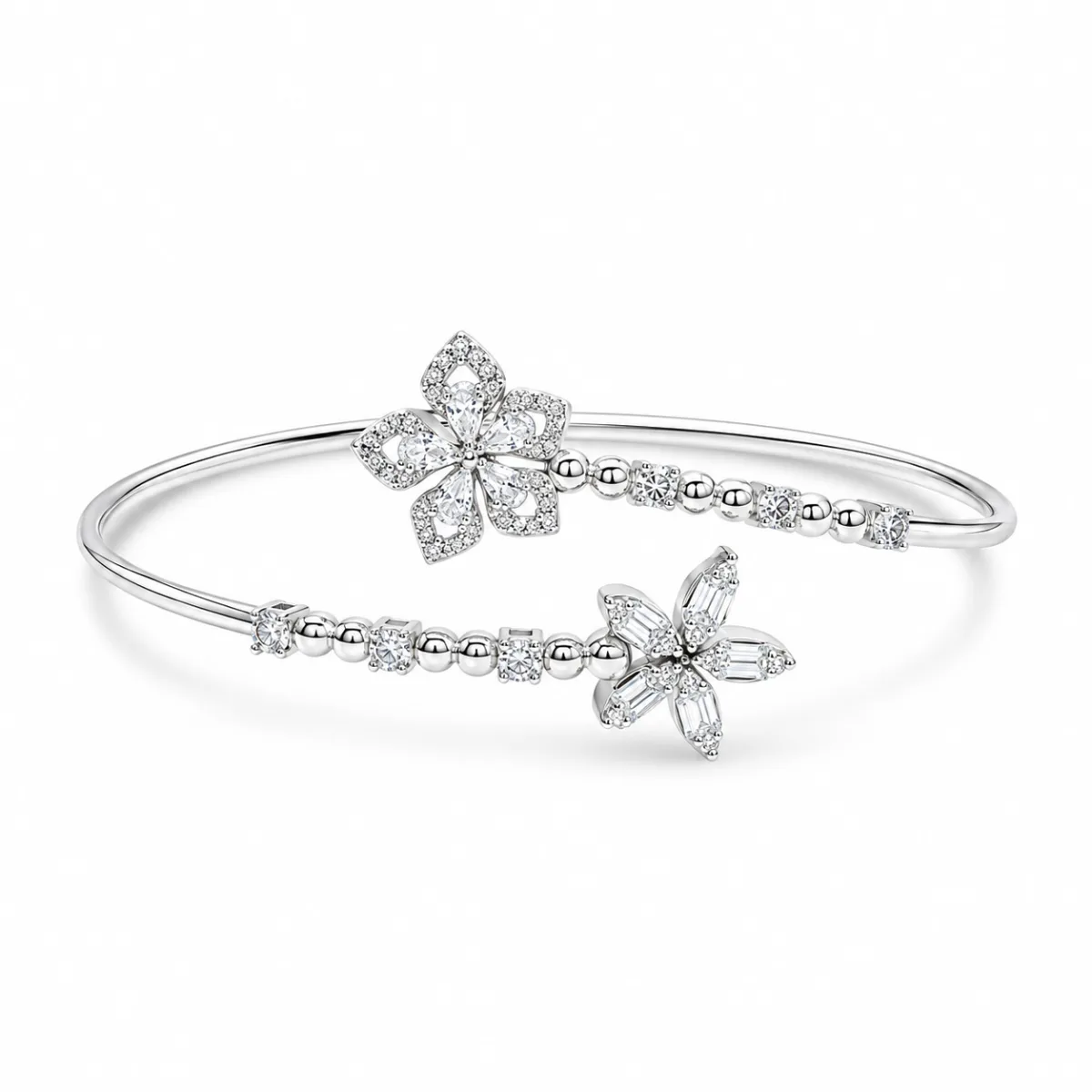 Double Bloom Cuff - Silver Jewellery by Parin Jewellers