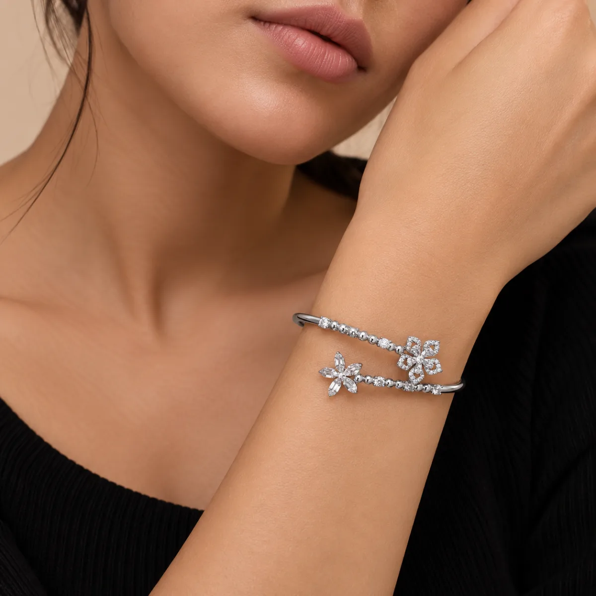 Double Bloom Cuff - Image 4 - Parin Jewellers