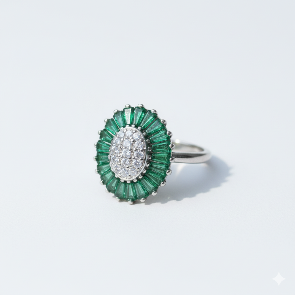 Radiant Green Ring - Silver Jewelry by Parin Jewelers