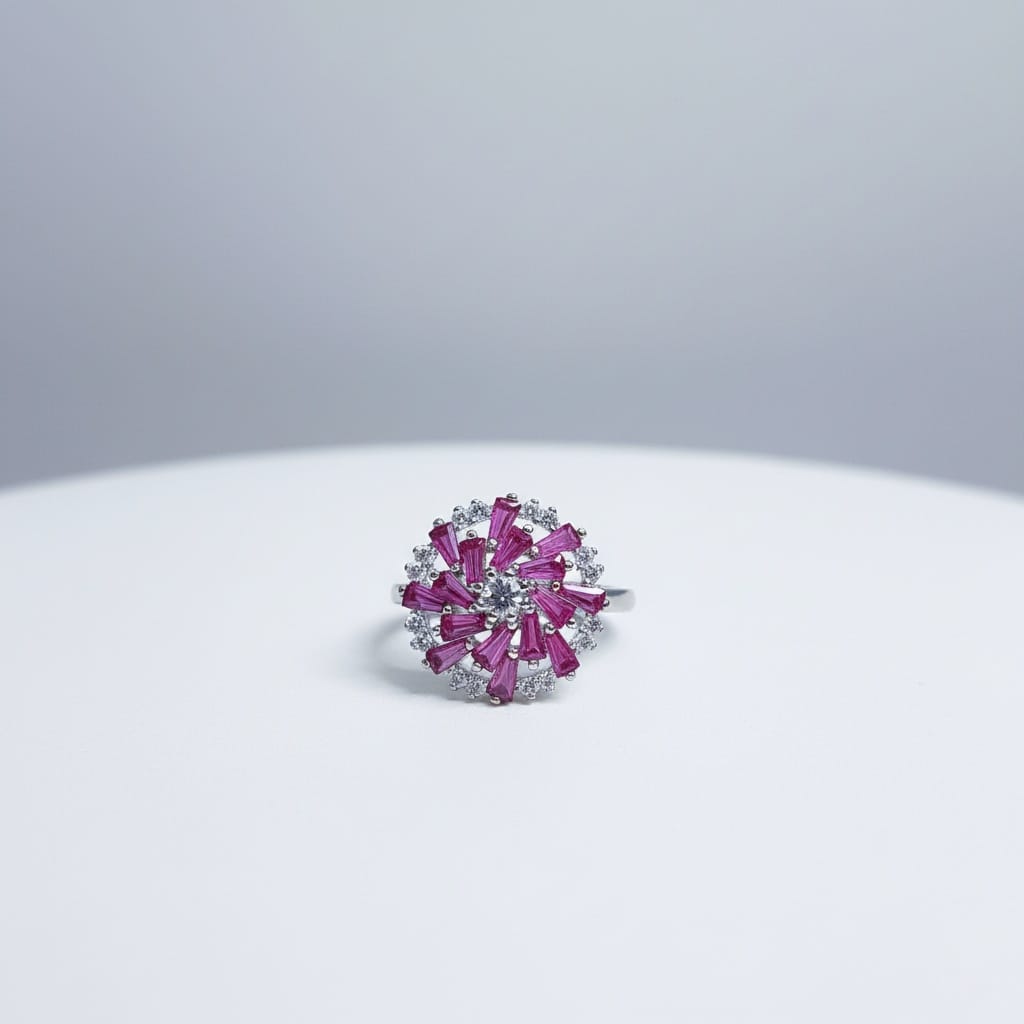 Radiant Ruby Bloom - Silver Jewelry by Parin Jewelers